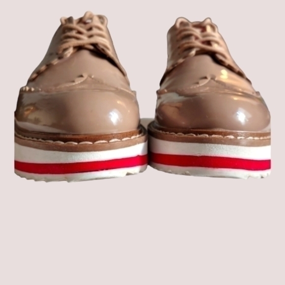 ZARA VINYL PATENT NUDE OXFORDS SIZE 5 - Picture 4 of 7
